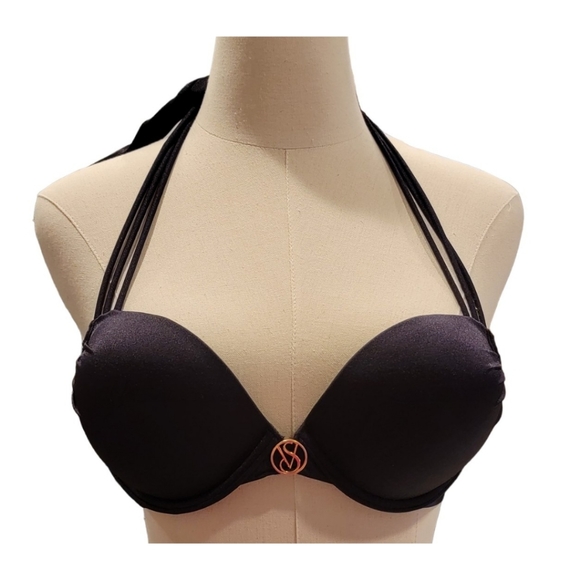 NWOT Victoria's Secret Classic Bombshell Bikini Top 32C Black Gold - Picture 2 of 4